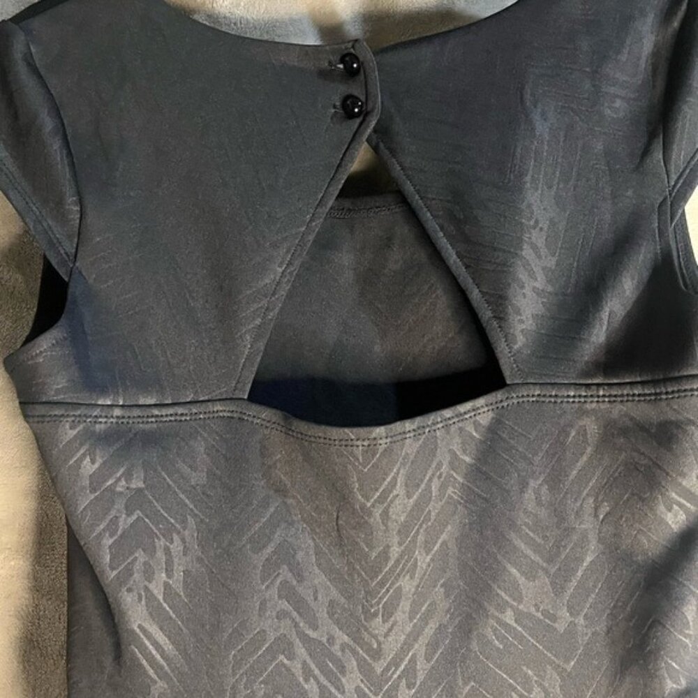 IZ BYER WOMENS VERSATILE BLACK PRINTED SCUBA KNIT SHORT SLEEVE DRESS BELT SIZE L - Picture 11 of 14